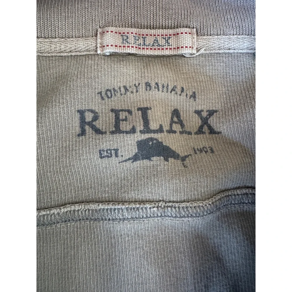 Tommy Bahama Relax Mens Large Tan Khaki 100 Cotton 1/4 Zip Pullover Sweater